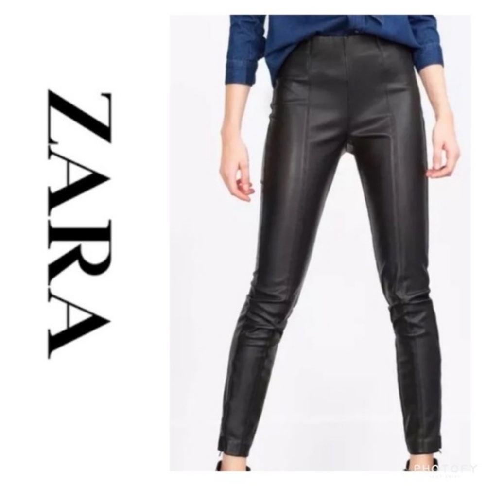 Black Faux Leather Zara Leggings
